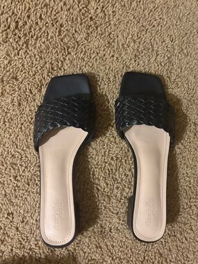 Charlotte Russe Black Woven Slide Mules